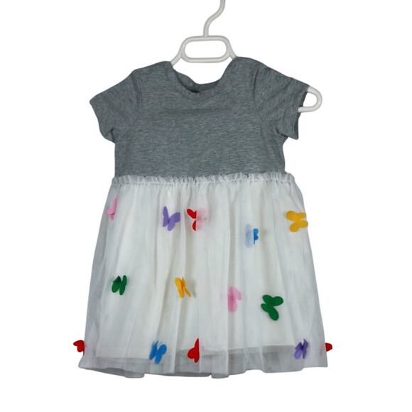 Hanna Andersson Short Sleeve Dress w/ Tulle skirt Covered in Butterflies 18-24 M - Picture 2 of 6